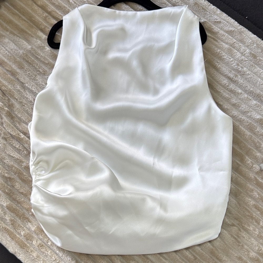 Zara White Satin Blouse